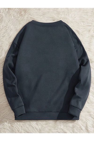 VBSVİBES Hanorac oversize, unisex, negru, cu imprimeu New York, cu decolteu triplu