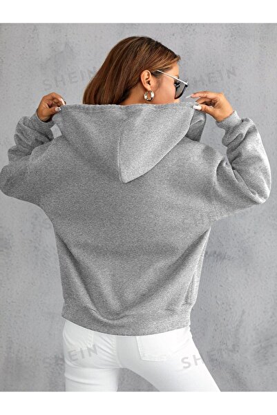 DUBU BUTİK Hooded Unisex Cardigan Sweatshirt - Plain Zipper