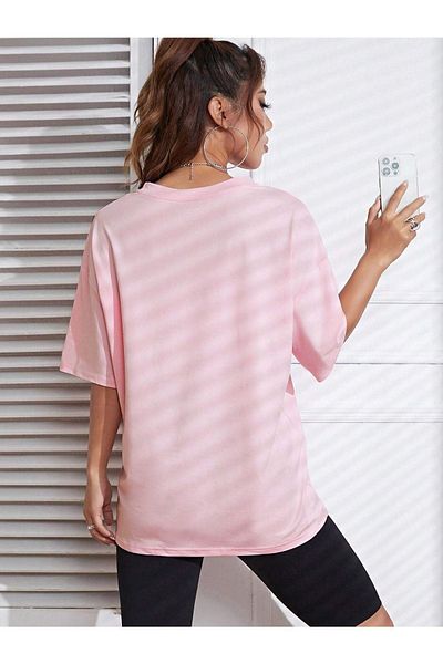 CLAYES Oversize Pink Emoji T-Shirt - Crew Neck, κοντό μανίκι