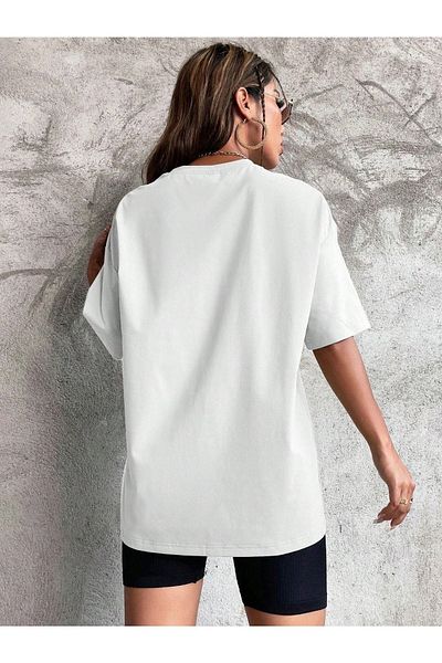 CLAYES Λευκό μπλουζάκι Oversize - Πλήρης λαιμόκοψη, κοντό μανίκι
