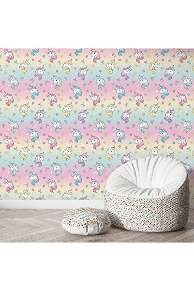 dreamwall Pembe Unicorn Kız Çocuk Odası Duvar Kağıdı -Isı ve Ses Yalıtımı Yırtılmaz