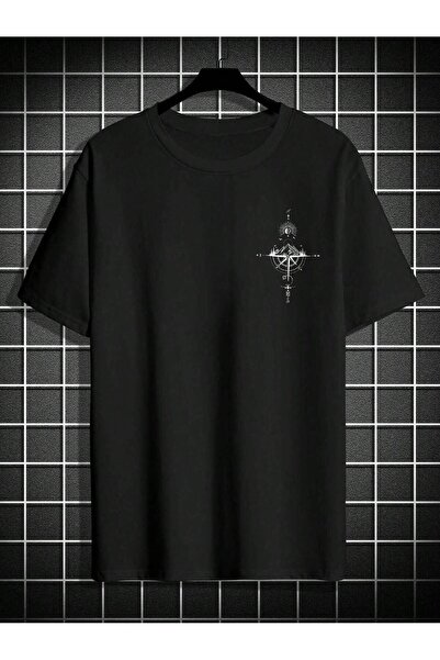 VBSVİBES ЧЕРНА ОБЩА ТЕНИСКА С ПРИНТ КОМПАС