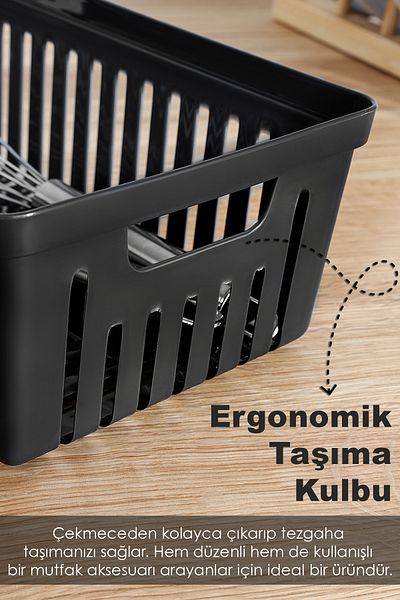 Meleni Home Σετ 4 αρθρωτά μαχαιροπήρουνα - Organizer κουζίνας Συρταριέρα Organizer Μαχαιροπήρουνα Μαύρο