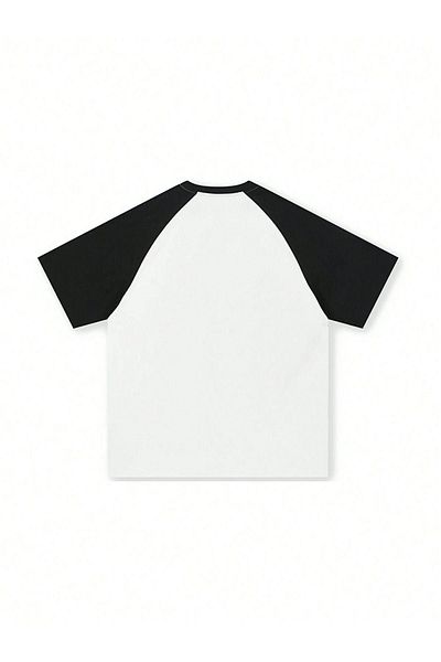DUBU BUTİK Boneless Oversize Black and White Printed T-shirt - Raglan Sleeve Unisex Comfortable Fit