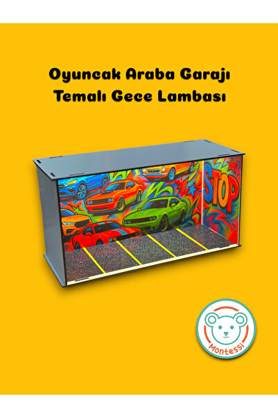 Ledli Oyuncak Araba Garajı,Gece Lambası,Oyuncak Araba Rafı