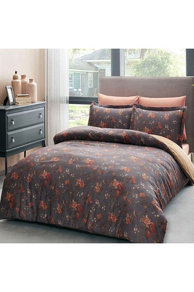 Taç 6-piece satin double bed linen, TaçDELUX Digital, Rosa Grey