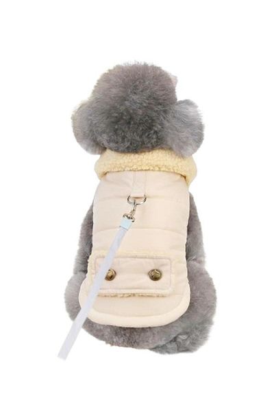 Glipet Beige m Dog Vest with Fur Collar