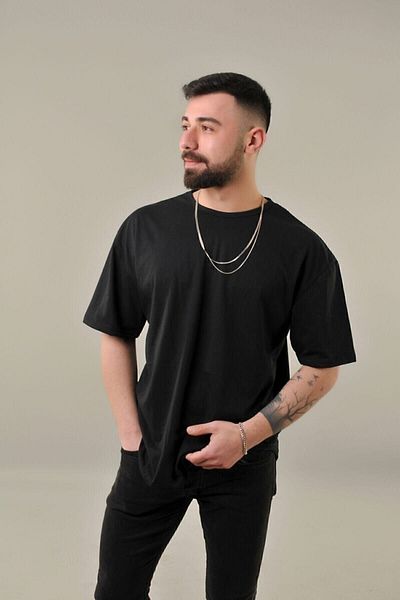 CLAYES Μαύρο Oversize Ανδρικό T-Shirt - Crew Neck, κοντομάνικο