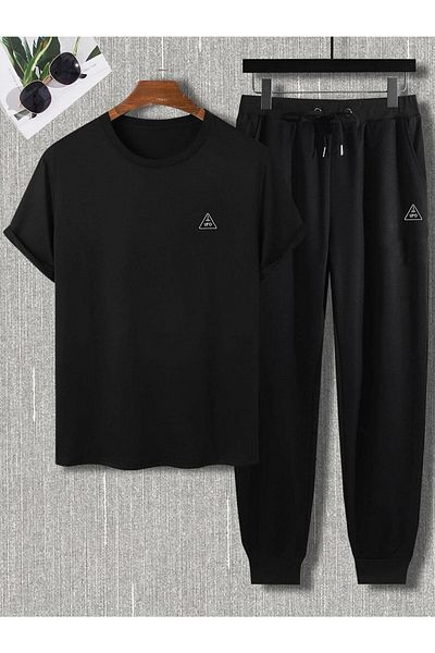 CLAYES Ufo Logo Black T-shirt and Sweatpants Set - Oversize Crew Neck