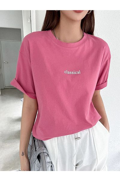 CLAYES Ροζ Oversize Classic T-shirt - Oversize Printed
