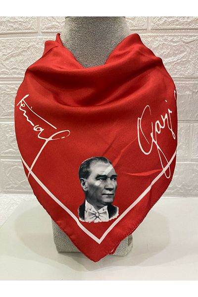 sema aksesuar Unisex Scarf with Red Ataturk Picture - for Official Ceremonies