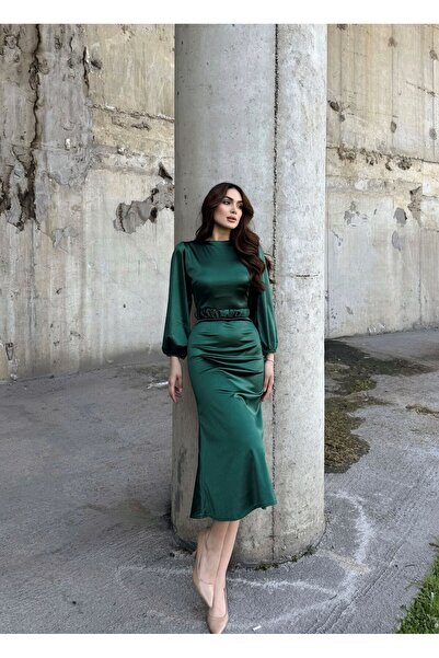 Sindimoda Calia Kemer Detay Saten Elbise 95416