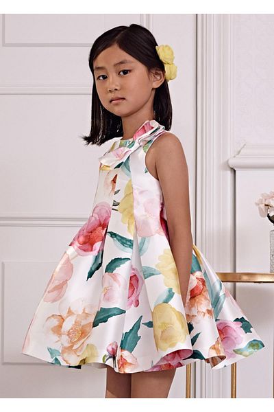 MAYORAL Mikado Girl's Dress with Shoulder Bow Detail