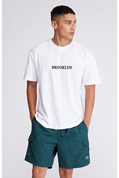 VBSVİBES Πακέτο 2 Μαύρο και άσπρο - Unisex Oversize γιακά Brooklyn εμπριμέ πλεκτό μπλουζάκι