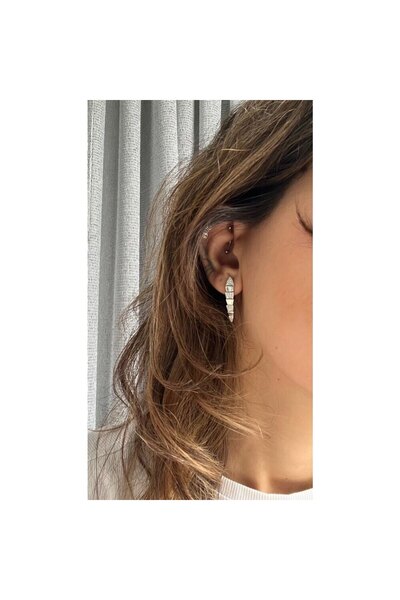 ParlaTakıAksesuar Vip Çelik Yılan Küpe Gümüş Renk