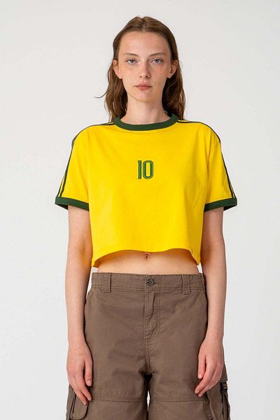 Socrates Samba 10 Lightweight Crop T-Shirt - Yellow
