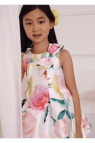 MAYORAL Mikado Girl's Dress with Shoulder Bow Detail