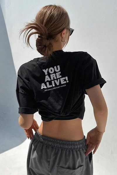 CLAYES Ζήτω! T-Shirt - Μαύρο εμπριμέ Oversize Crew Neck Κοντό μανίκι