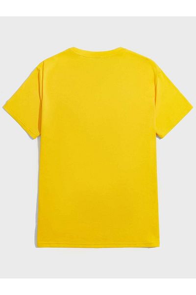 CLAYES Energetic Single Jersey - Μπλουζάκι με κίτρινο στάμπα, λαιμόκοψη, κοντό μανίκι
