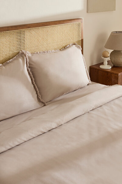 Karaca Home Ella Crepe 100% Cotton Double Duvet Cover Set Beige