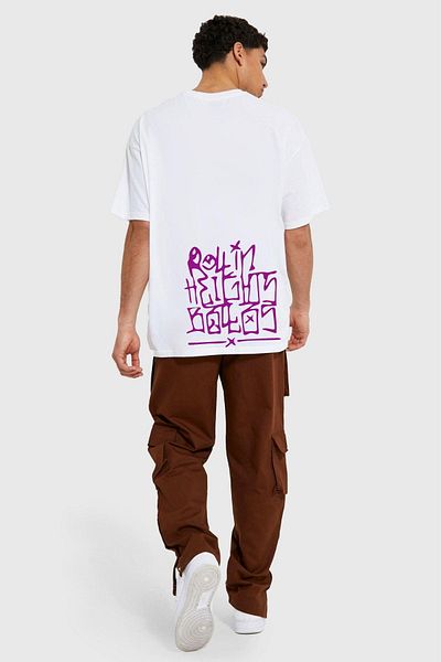 VBSVİBES Gang Series Men's White Oversize Street Graffiti Printed T-shirt