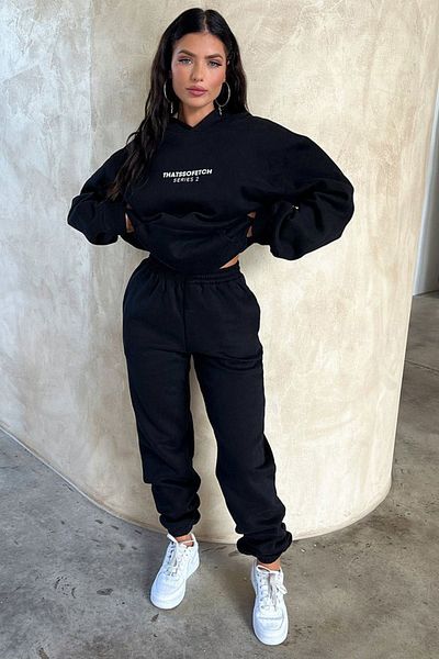 CLAYES Σετ αθλητικής φόρμας So Fetch Series 2 Φούτερ Jogger - Μαύρη στάμπα Oversize Raster Hooded