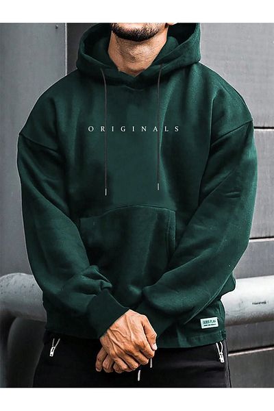 VBSVİBES Φούτερ Originals Text - Πράσινη κουκούλα με στάμπα Oversize