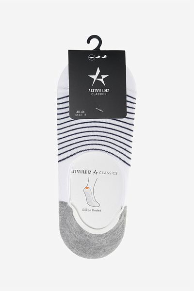 ALTINYILDIZ CLASSICS Ανδρικές κάλτσες μπαλαρίνας με υποστήριξη σιλικόνης σε λευκό-μπλε