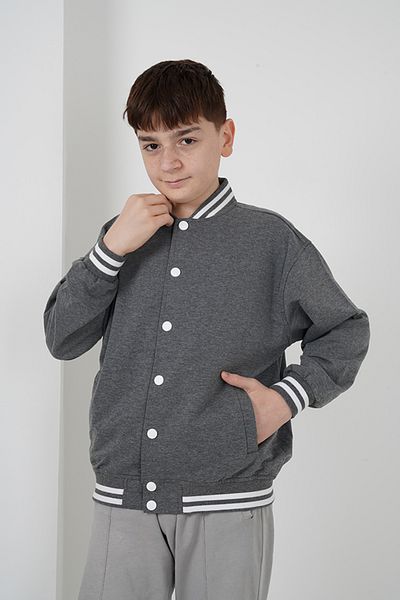 HayKids Boy's Two Thread Fabric Snap Knitwear Collar College Cardigan (Age 11-15)