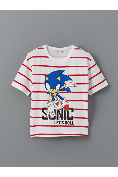 LC Waikiki Μπλουζάκι για αγόρι με λαιμόκοψη Sonic με χτενισμένο βαμβάκι
