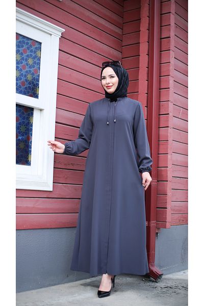 Moda İncir Etamine Ferace with Simple Laces