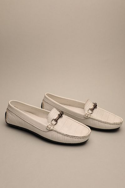 Gondol Mocasnic clasic de damă din piele naturală alb croco 37 ttx.782