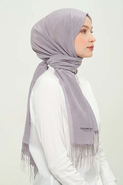 Madame Polo Viscone Thin Summer Shawl Silver Viscose Wrinkle-Free Daily Shawl 75X180 cm