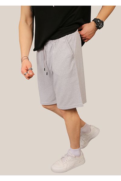 INFLUYENTE Men's Gray Baggy Cut 2 Thread Basic Summer Shorts & Bermuda with Elastic Waist Pocket