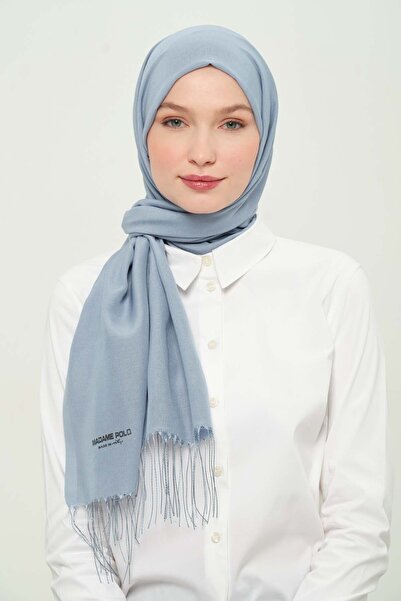 Madame Polo Viscone Λεπτό Σάλι Ανοιχτό Μπλε Σάλι Βισκόζης Χωρίς Ρυτίδες Καθημερινό Σάλι 75x180 εκ.