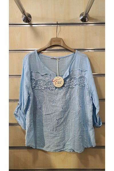 Park Moda Bluză italiană din bumbac cu volan