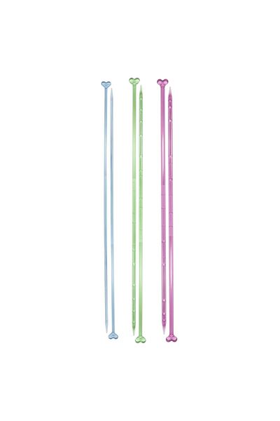 Kartopu Colorful Knitting Needles Flexible Unbreakable Plastic 3 Pairs Different Numbers 4.0, 5.0, 6.0mm Length 35cm