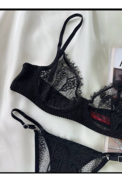 Genel Markalar siyah simli bralet takım