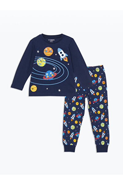LC Waikiki Bisiklet Yaka Baskılı Erkek Çocuk Pijama Takımı