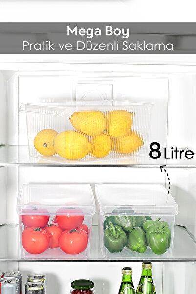 Meleni Home 3 Storage Containers with Lids - Organizer Organizer Fruit Vegetable Ration Container Storage Box 8 Liters