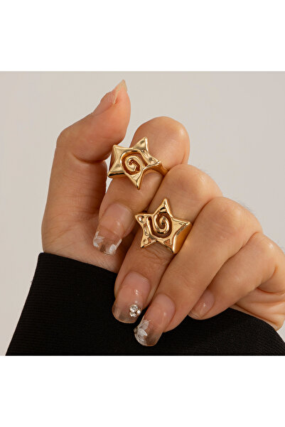 Choice مجموعة خواتم مفتوحة من SHIXIN مكونة من قطعتين بتصميم نجمة ثلاثية الأبع...