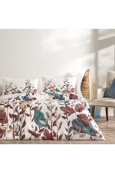 Taç Double bed linen 100% cotton ranforce with leaves, Taç, Daisy