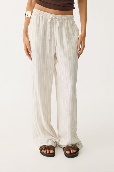 Stradivarius Flowing striped linen blend trousers