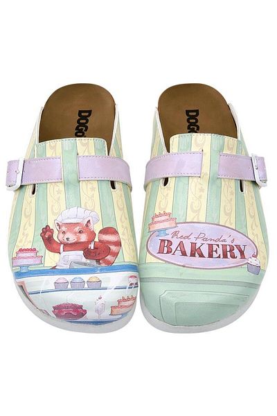 Dogo Women's Vegan Leather Multicolor Slippers - Red Panda Bakery Design