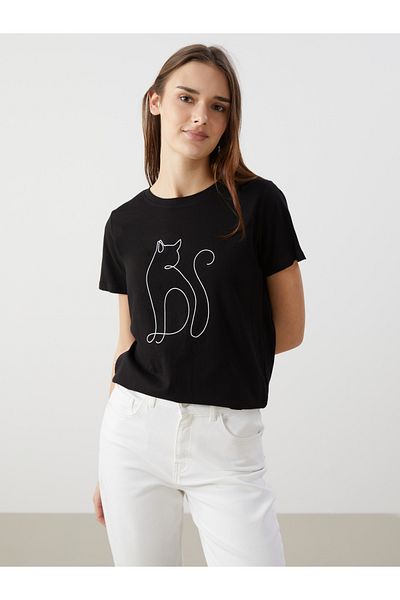 LC Waikiki Tricou de damă cu imprimeu cu gât crew