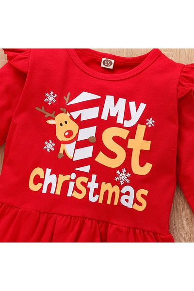 nannie Red Christmas Mery Girl Outfit - 18-24 months