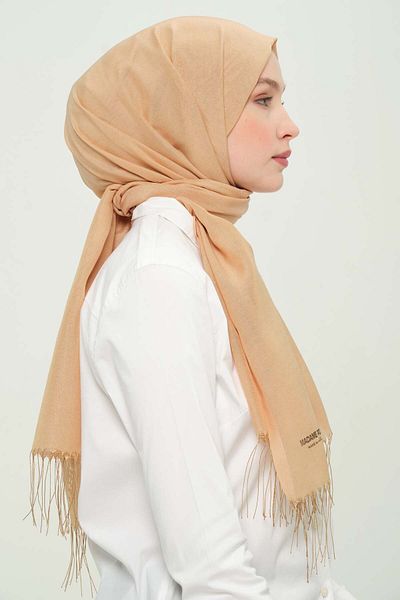Madame Polo Viscone Thin Summer Shawl Gold Viscose Wrinkle-Free Daily Shawl 75X180 cm
