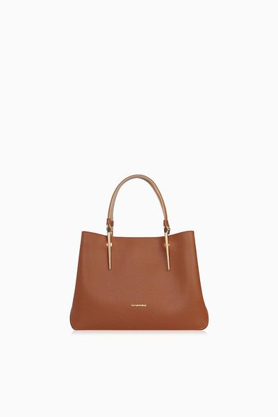 CENGİZ PAKEL Cengiz Pakel Gold Accessory Detailed Double Handle Hand – Shoulder Bag - 7598 - Tan/Mink