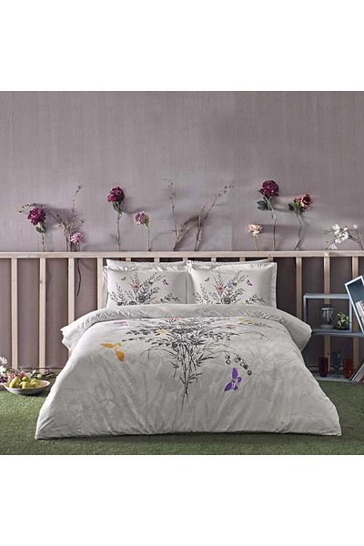 Taç Luxury satin double bed linen with floral design, TaçElegance, Cerelia