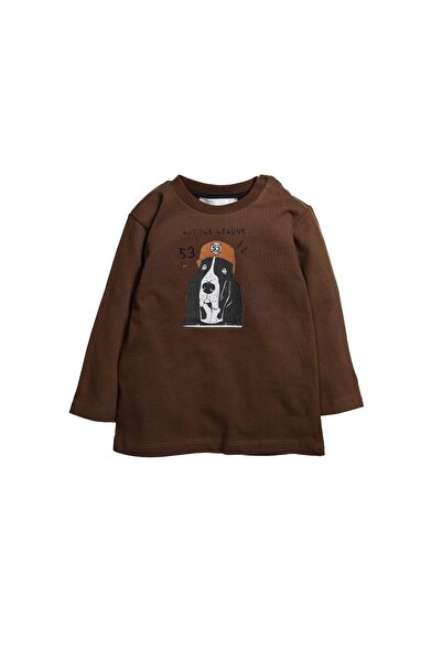 Erkek Bebek Yaka Çıtçıtlı Baskılı Uzun Kollu T-Shirt (9ay-4yaş)